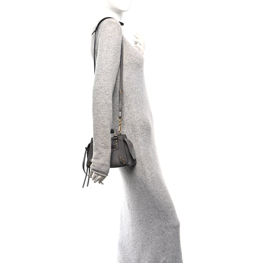 Balenciaga Grained Calfskin Neo Classic Gold Hardware Mini City Dark Grey