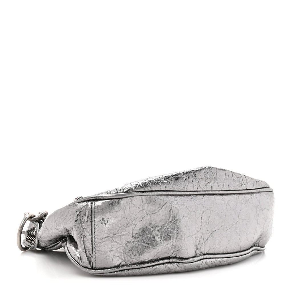 Balenciaga Metallic Agneau Arena Le Cagole Chain Shoulder Bag XS Silver
