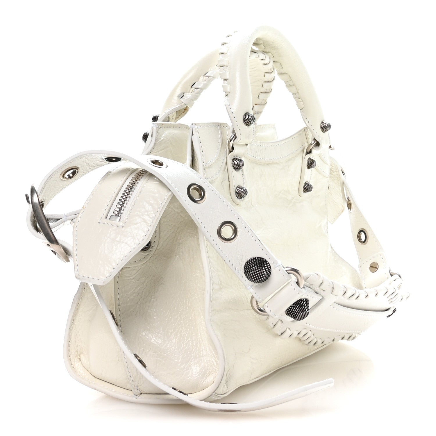 Balenciaga Agneau Arena Neo Cagole Handbag XS Optic White