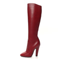 Saint Laurent Calfskin Knee High Skinny Boots 35.5 Opyum Red