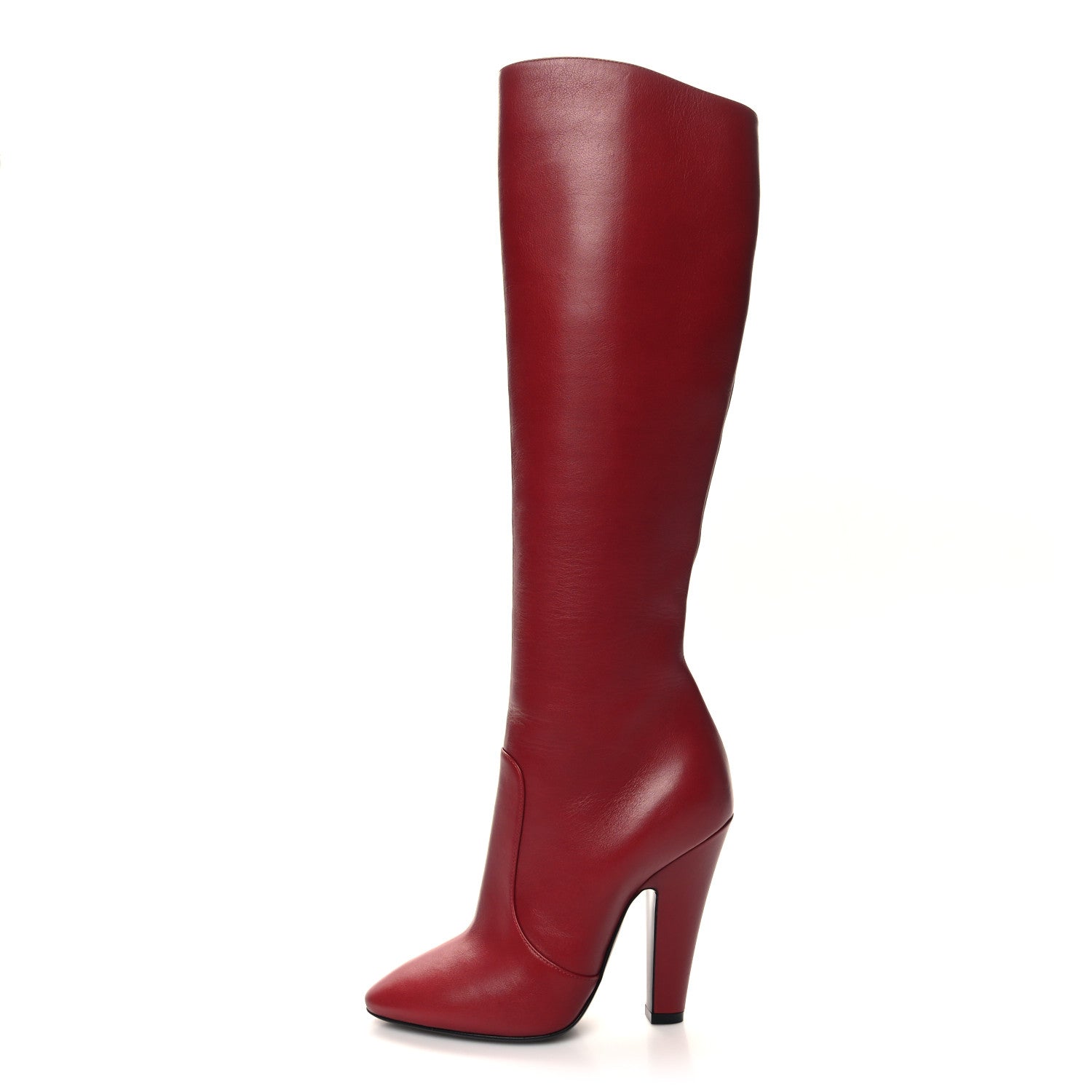 Saint Laurent Calfskin Knee High Skinny Boots 35.5 Opyum Red