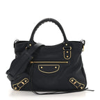 Balenciaga Chevre Gold Metallic Edge Hardware Town Bleu Nuit Dark Sea