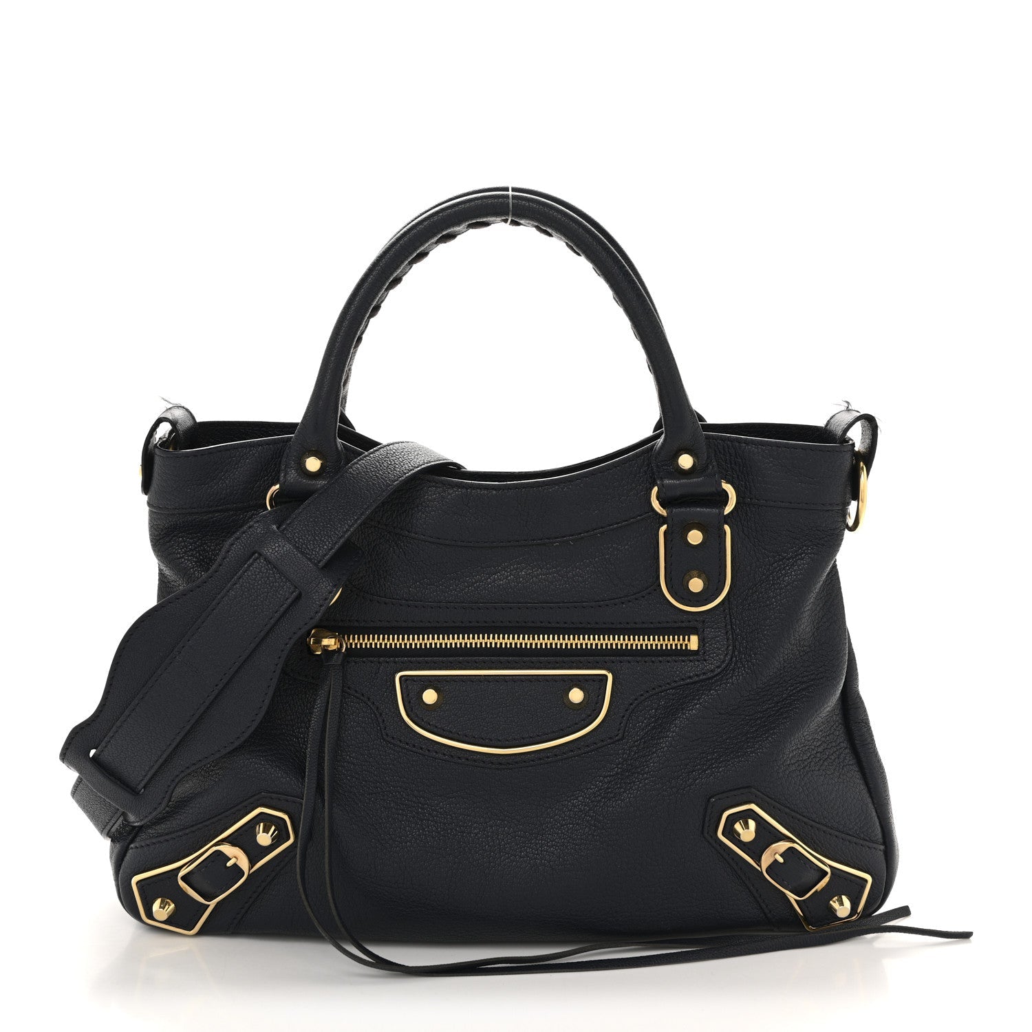 Balenciaga Chevre Gold Metallic Edge Hardware Town Bleu Nuit Dark Sea