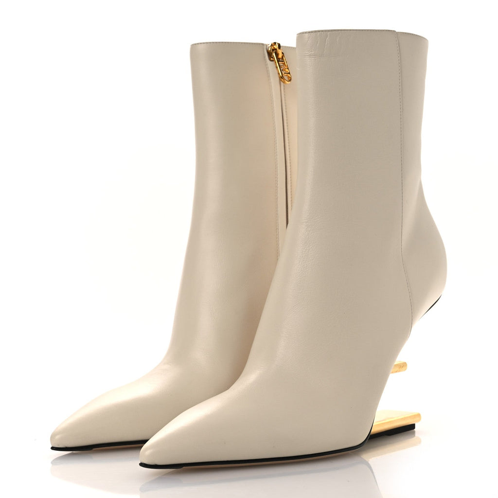 Fendi Nappa Fendi First 95mm Pointed Booties 39.5 White