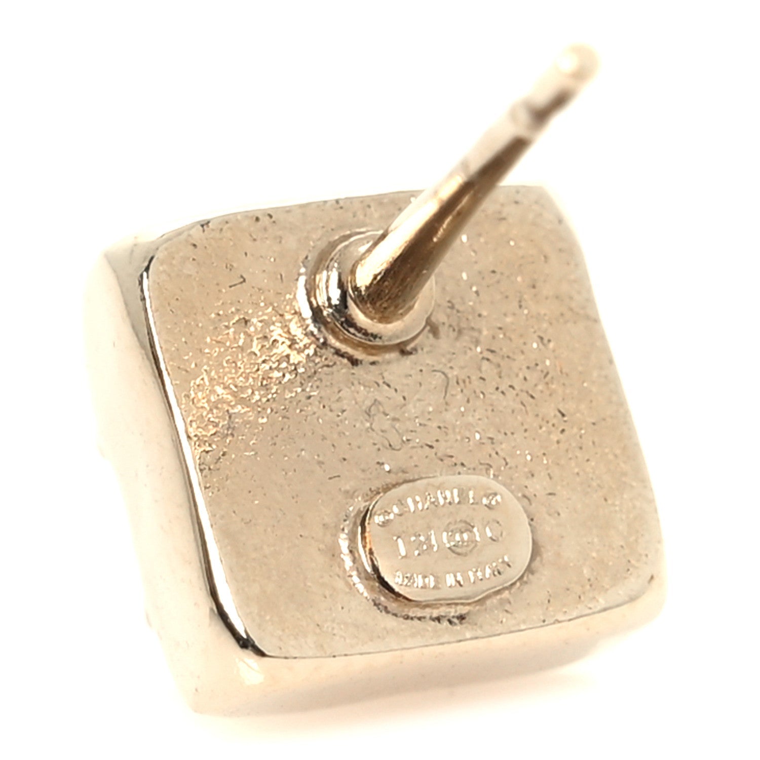 Chanel Metal Crystal Mini Square CC Earrings Gold