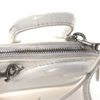 Balenciaga Calfskin Logo Crocodile Embossed Mini Ville Top Handle Bag White Black