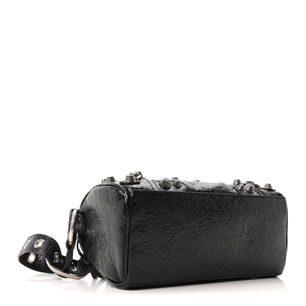 Balenciaga Agneau Arena Mini Le Cagole Duffle Crossbody Bag Black