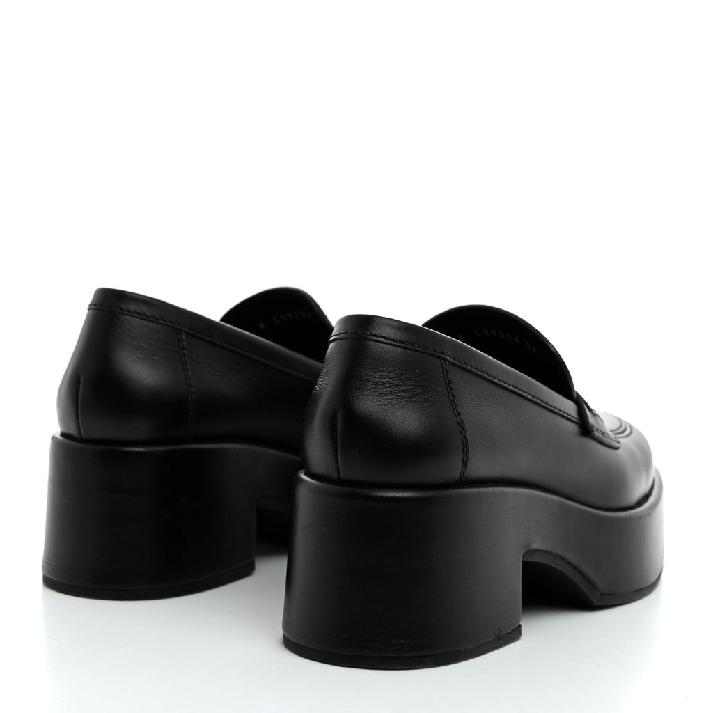 Chanel Calfskin CC Platform Loafers 36 Black