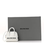 Balenciaga Calfskin Logo Crocodile Embossed Mini Ville Top Handle Bag White Black