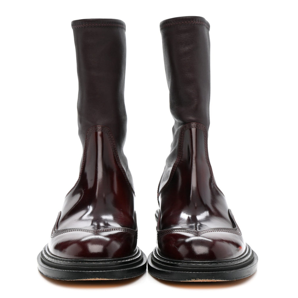Loewe Patent Lambskin Chelsea Stretch Boots 37 Burgundy