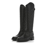 Gucci Guccissima Calfskin Miro Soft Knee High Riding Boots 35 Black