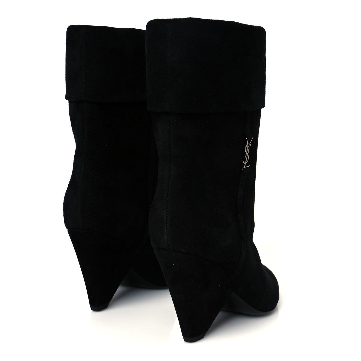 Saint Laurent Kid Scamosciato Niki 85 Wedge Booties 36 Black