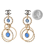 Chanel Resin Star Twisted CC Drop Earrings Blue Gold