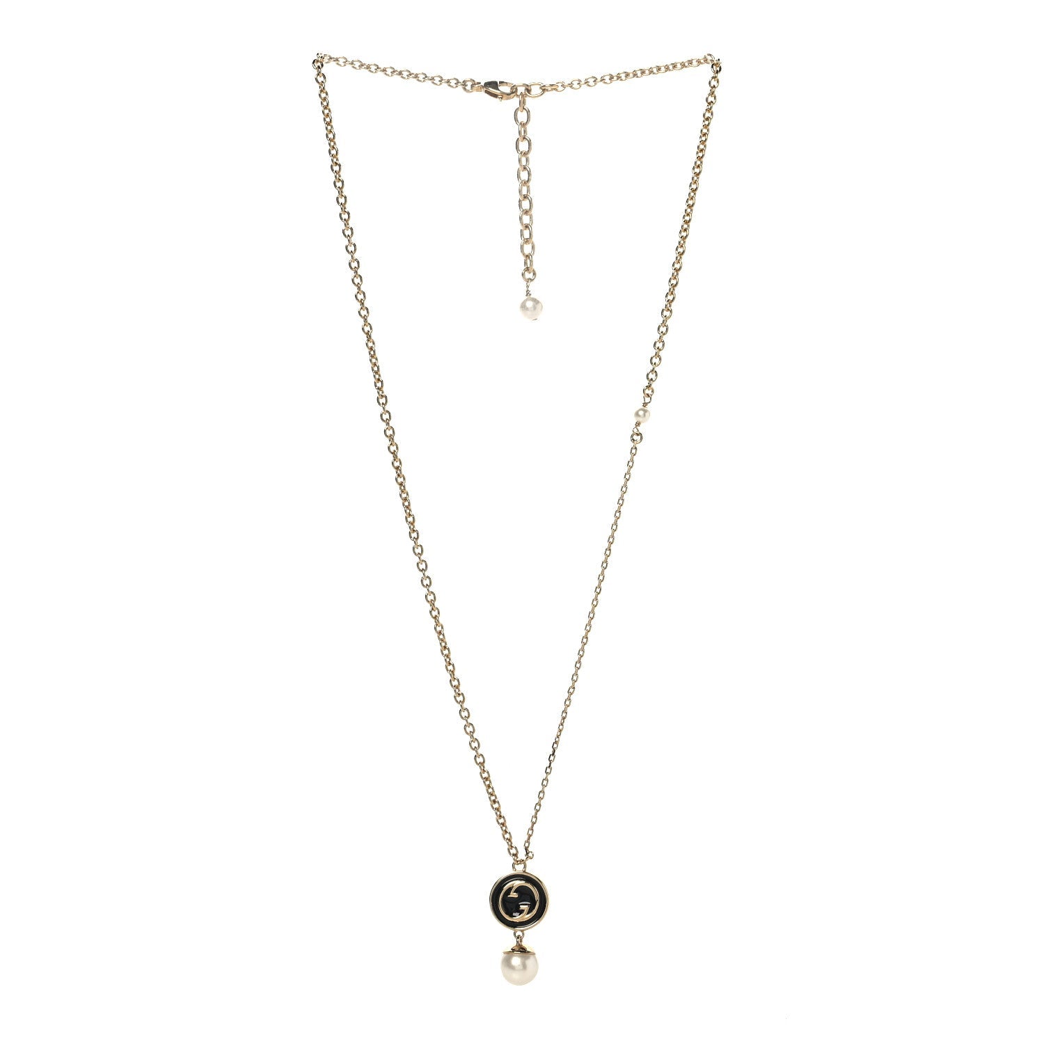 Gucci Metal Enamel Blondie Pendant Necklace Gold Black