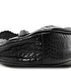 Balenciaga Extra Supple Calfskin Crystal Crocodile Embossed Le Cagole Shoulder Bag XS Black