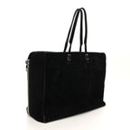 Balenciaga Daim Suede Plate Hardware Papier A6 Zip Around Tote Black