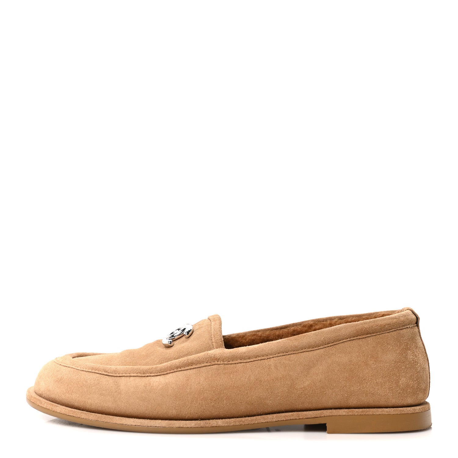 Chanel Suede Calfskin CC Loafers 41 Dark Beige