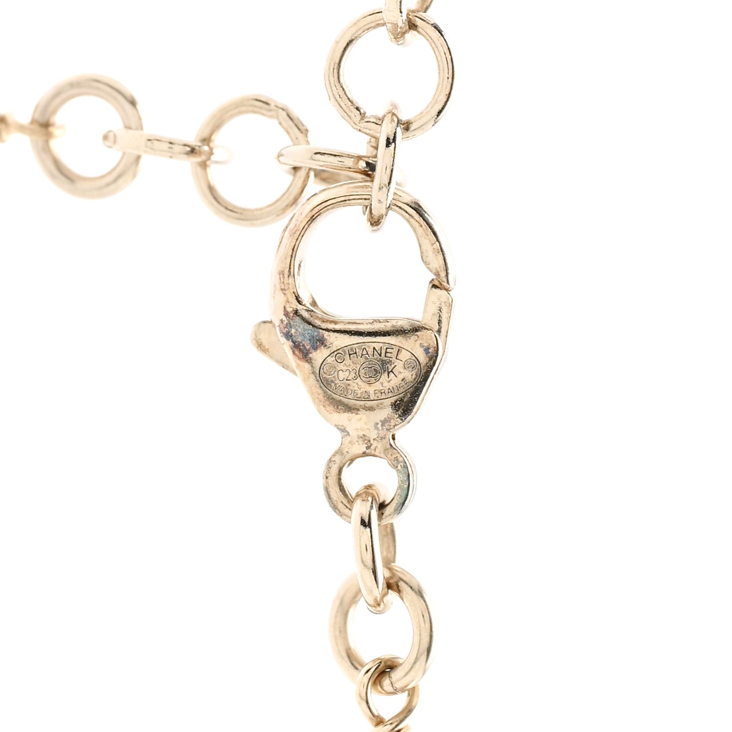 Chanel Pearl Crystal CC Flower Necklace Pearly White Light Gold