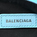 Balenciaga Extra Supple Calfskin Crocodile Embossed Le Cagole Shoulder Bag XS Sky Blue