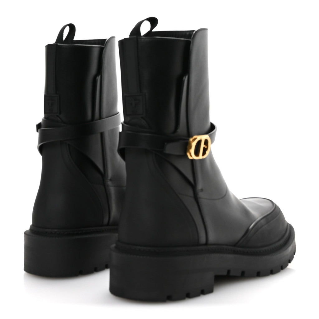 Christian Dior Calfskin Empreinte Ankle Boot 38 Black