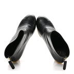 Chanel Lambskin Cap Toe Wedge Ankle Boots 38.5 Black