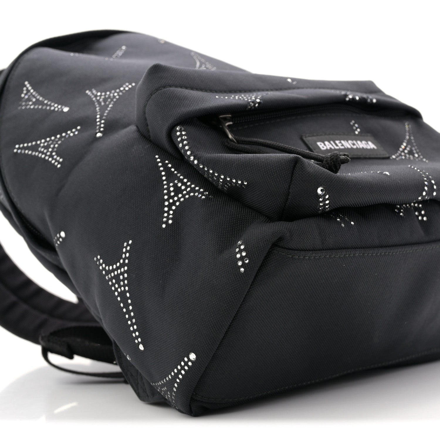 Balenciaga Canvas Crystal Embellished Eiffel Tower Explorer Backpack S Black
