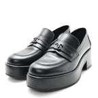Chanel Calfskin CC Platform Loafers 38 Black
