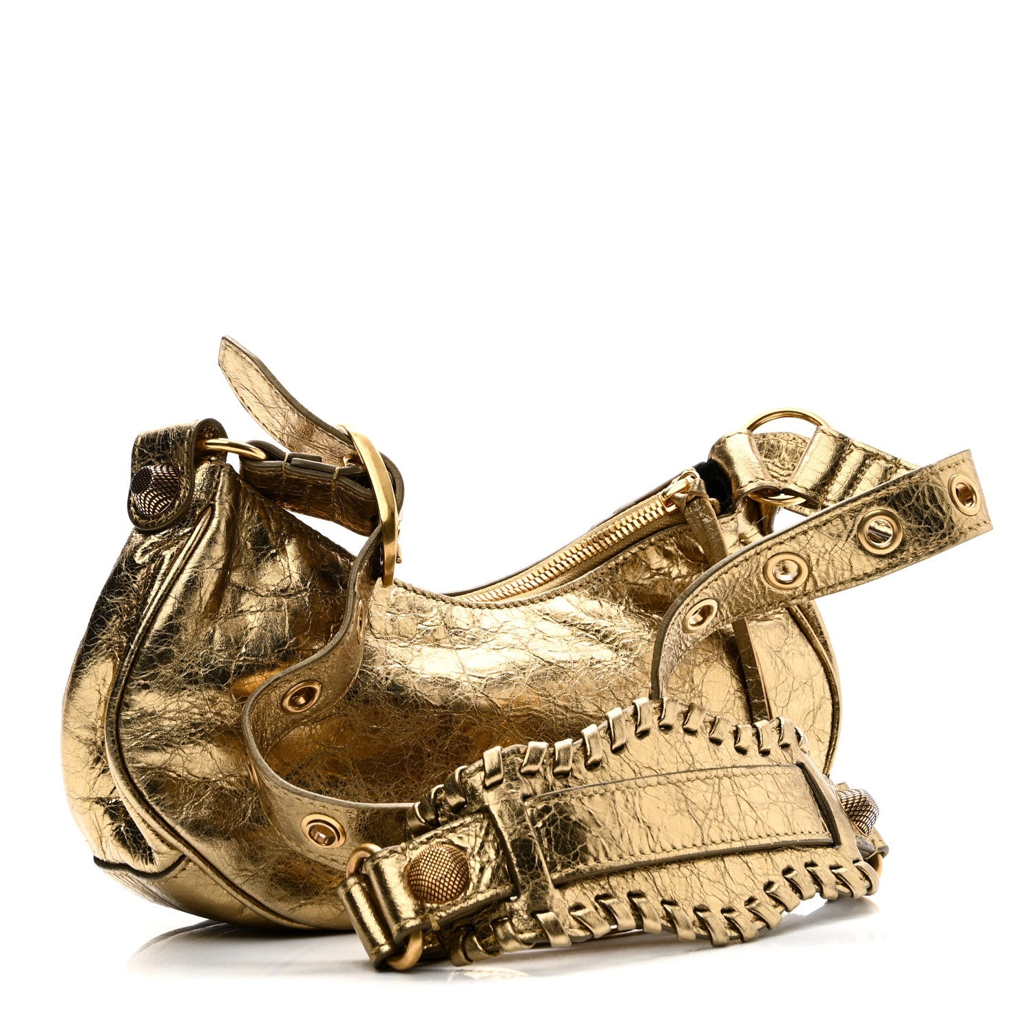 Balenciaga Metallic Agneau Arena Le Cagole Shoulder Bag XS Gold