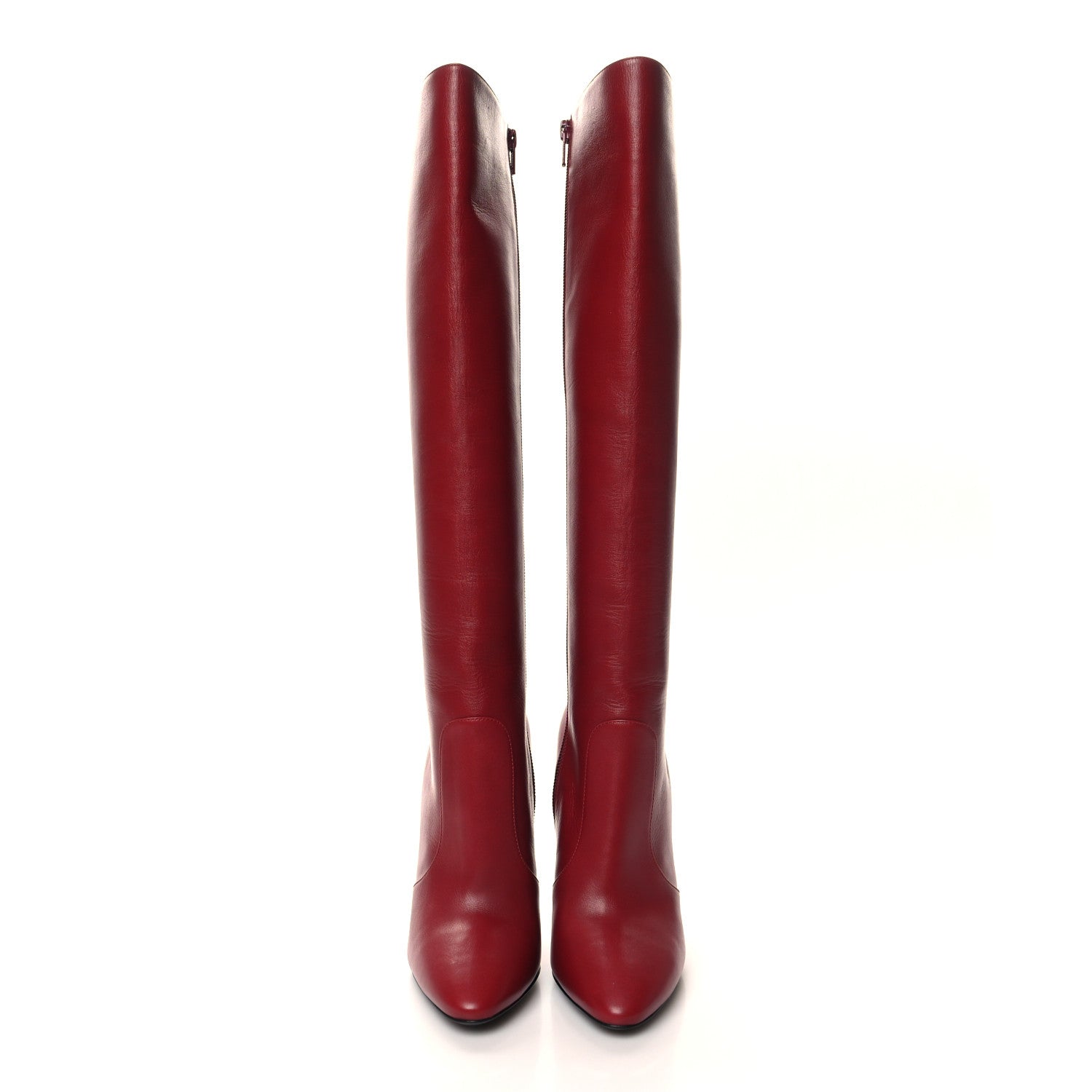 Saint Laurent Calfskin Knee High Skinny Boots 35.5 Opyum Red