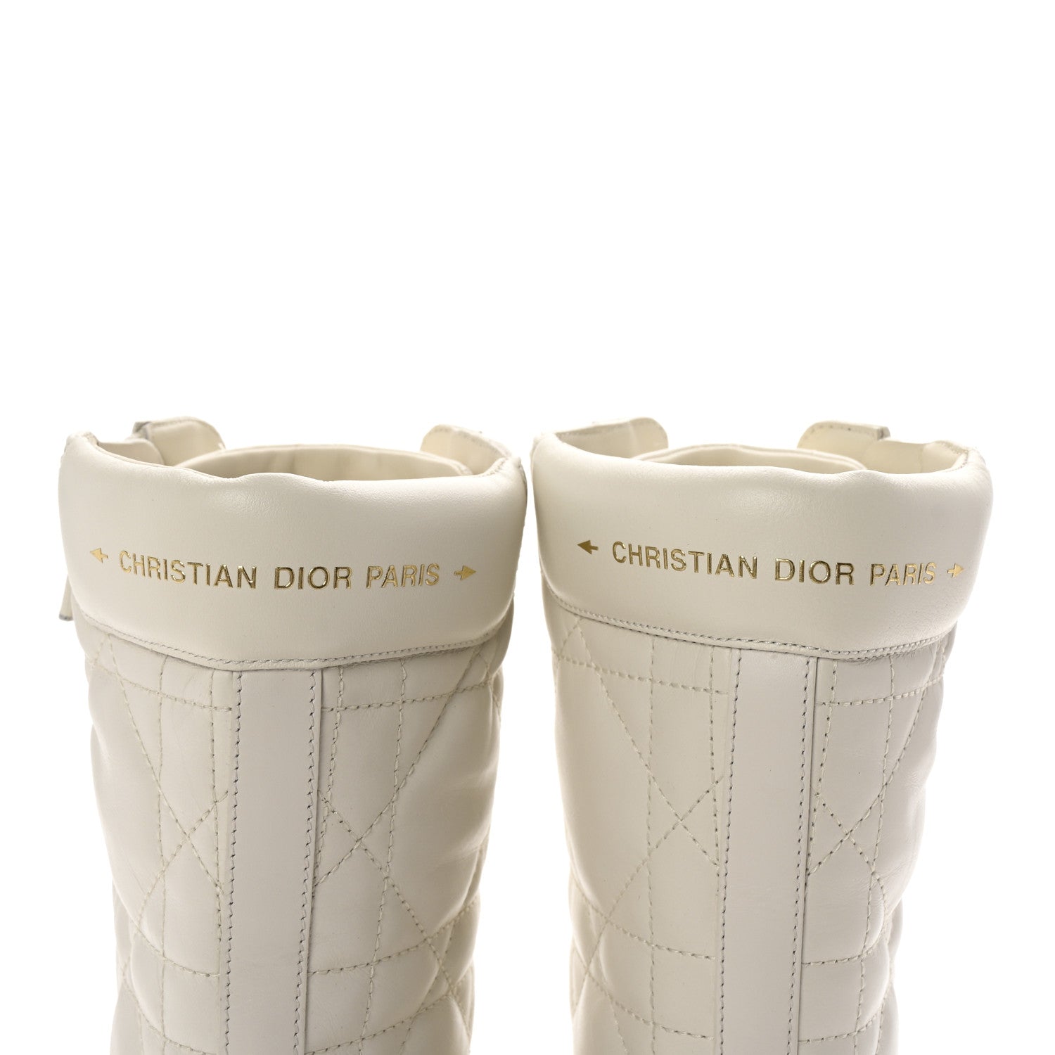 Christian Dior Calfskin Cannage D-Leader Ankle Boots 39.5 White