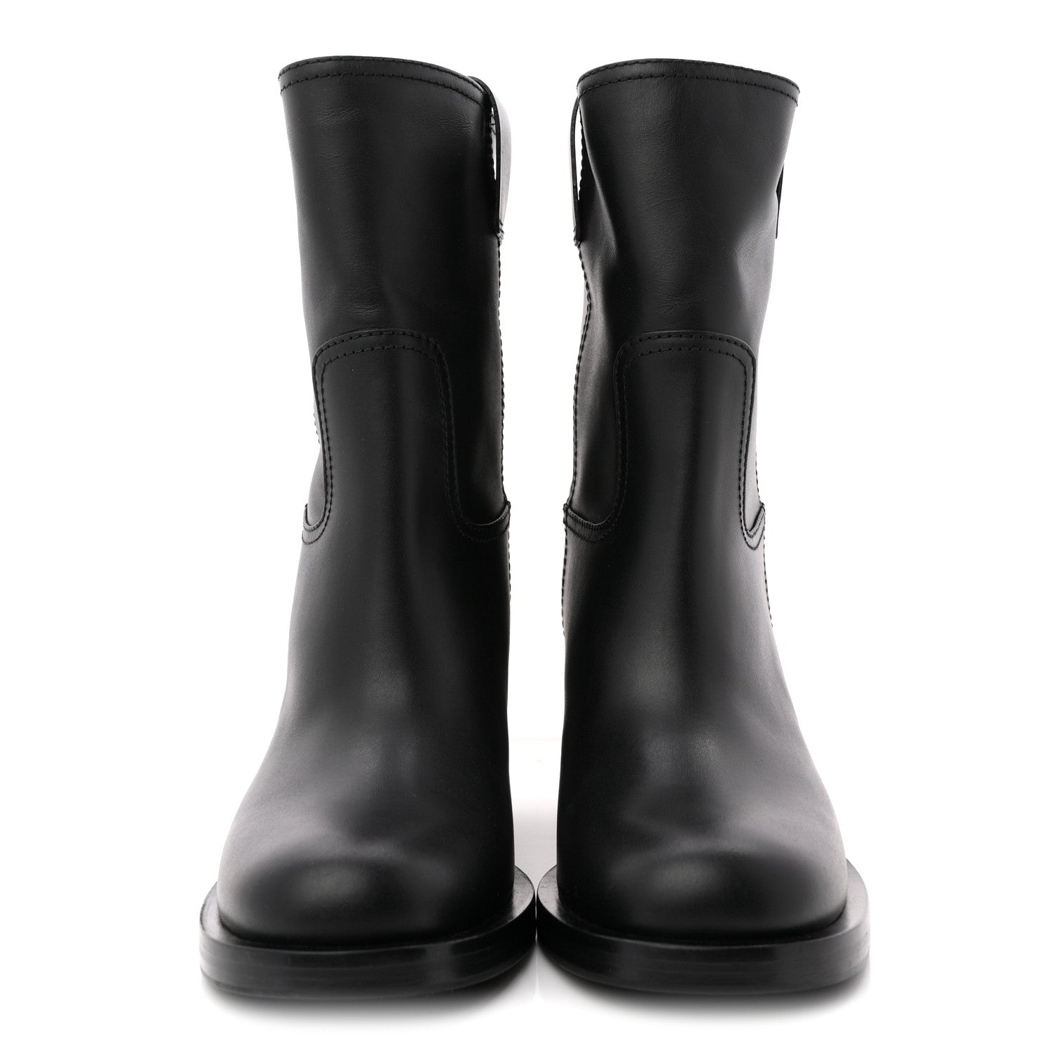 Miu Miu Calfskin Short Moto Boots 37 Black