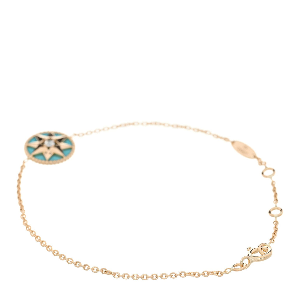 Christian Dior 18K Yellow Gold Diamond Turquoise Rose des Vents Bracelet