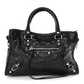 Balenciaga Agneau Arena Storico Silver Hardware Small Le City Black