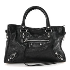 Balenciaga Agneau Arena Storico Silver Hardware Small Le City Black