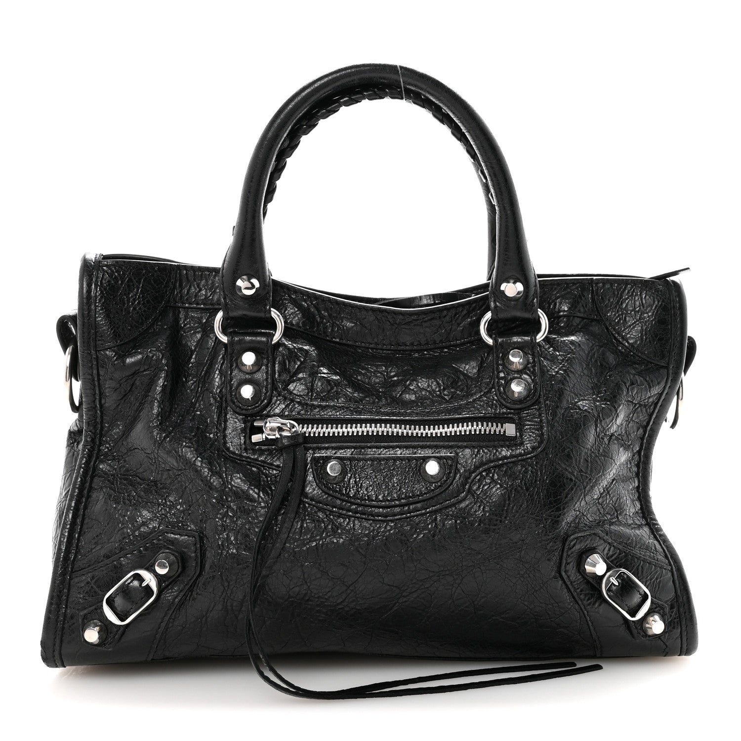 Balenciaga Agneau Arena Storico Silver Hardware Small Le City Black