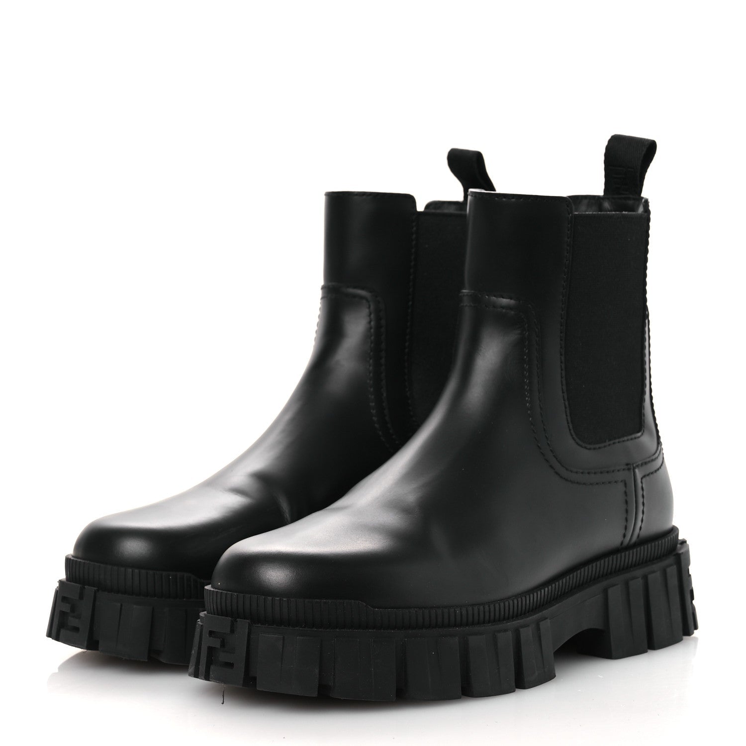 Fendi Calfskin Rubber Fendi Force Chelsea Boots 36 Black