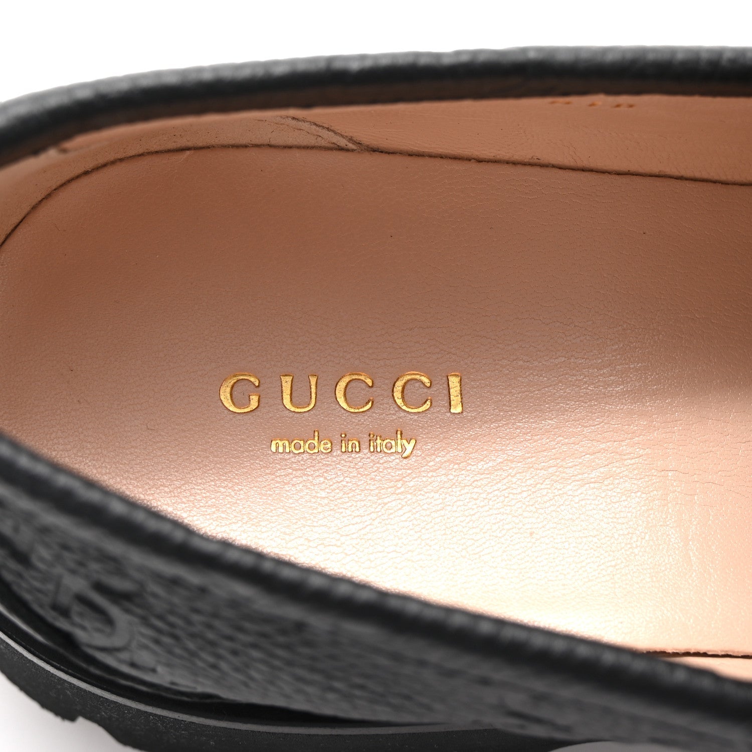 Gucci Piuma Calfskin Embossed Womens Platform Lug Sole Loafers 40 Black
