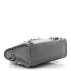 Balenciaga Chevre Silver Metallic Edge Hardware Mini City Bleu Acier
