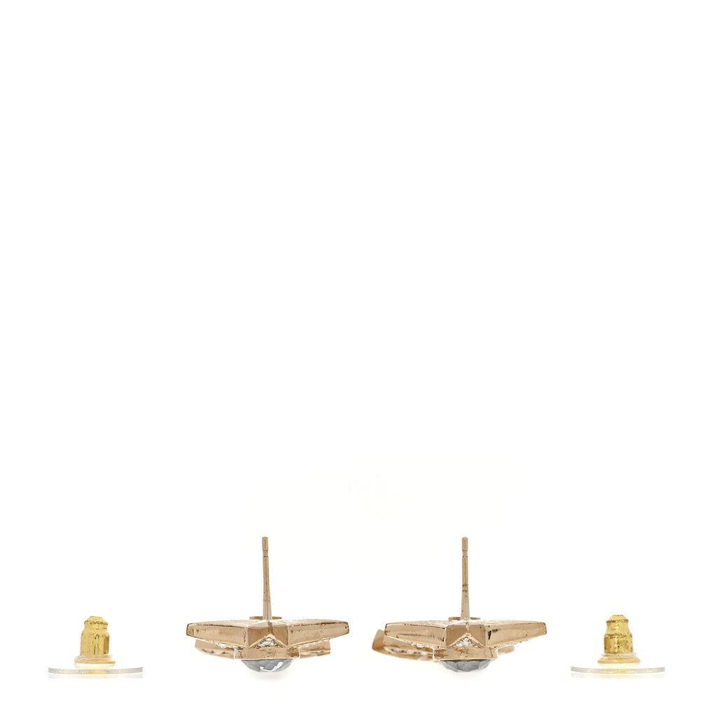 Chanel Crystal CC Star Drop Earrings Gold Blue Pink