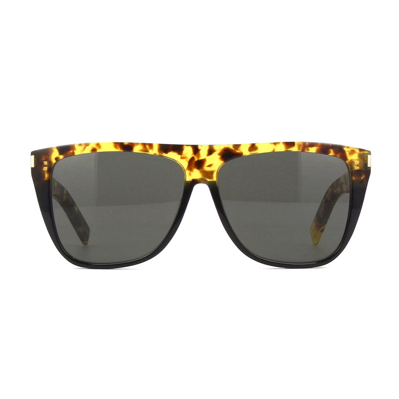 Saint Laurent Sunglasses Square Full Rim, Havana/Black Frame and Grey Lens SL1010