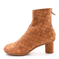 Bottega Veneta Suede Intrecciato Atomic Mid Heel Ankle 40 Caramel