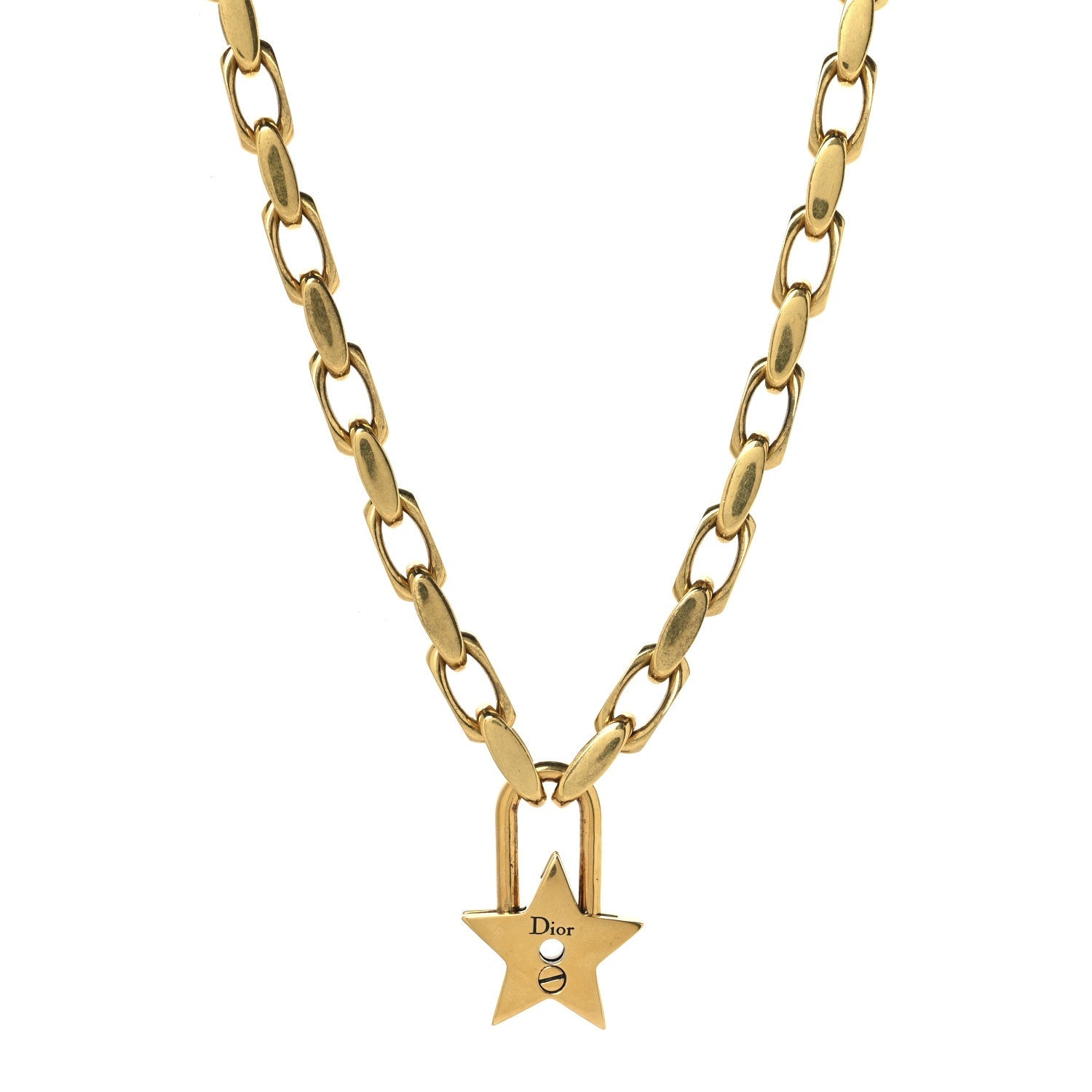 Christian Dior Metal Lucky Star Choker Necklace Aged Gold