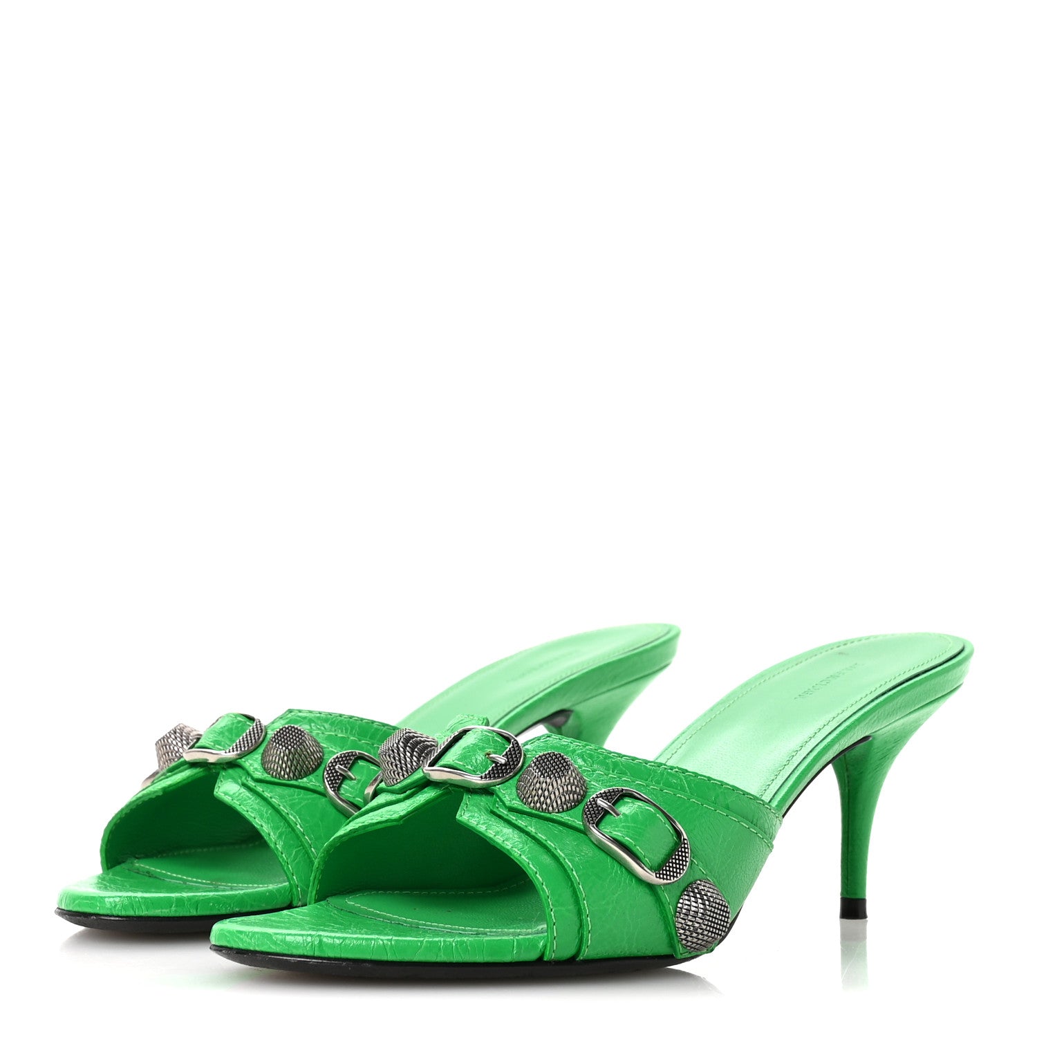 Balenciaga Agneau Arena Cagole 50mm Slide Sandals 37 Vivid Green