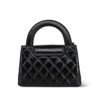 Chanel 23C Black Aged Calfskin Quilted Nano Kelly Shopper