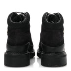 Chanel Suede Grained Calfskin CC Lace Up Boots 38 Black