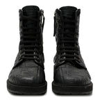 Fendi Nappa FF Embossed Womens Biker Boots 39.5 Black
