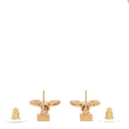 Chanel Metal Enamel CC Square Drop Earrings Black Gold White