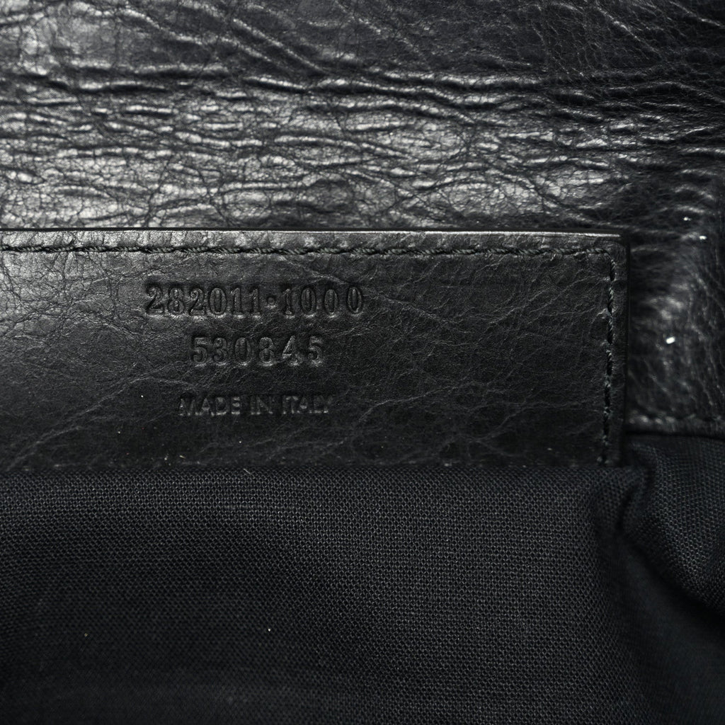Balenciaga Agneau Giant 12 Silver Hardware Envelope Clutch Black