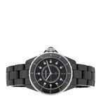 Chanel Stainless Steel Ceramic Diamond 38mm J12 Quartz Watch Black