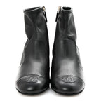 Chanel Stretch Lambskin Cap Toe CC Short Boots 37 Black